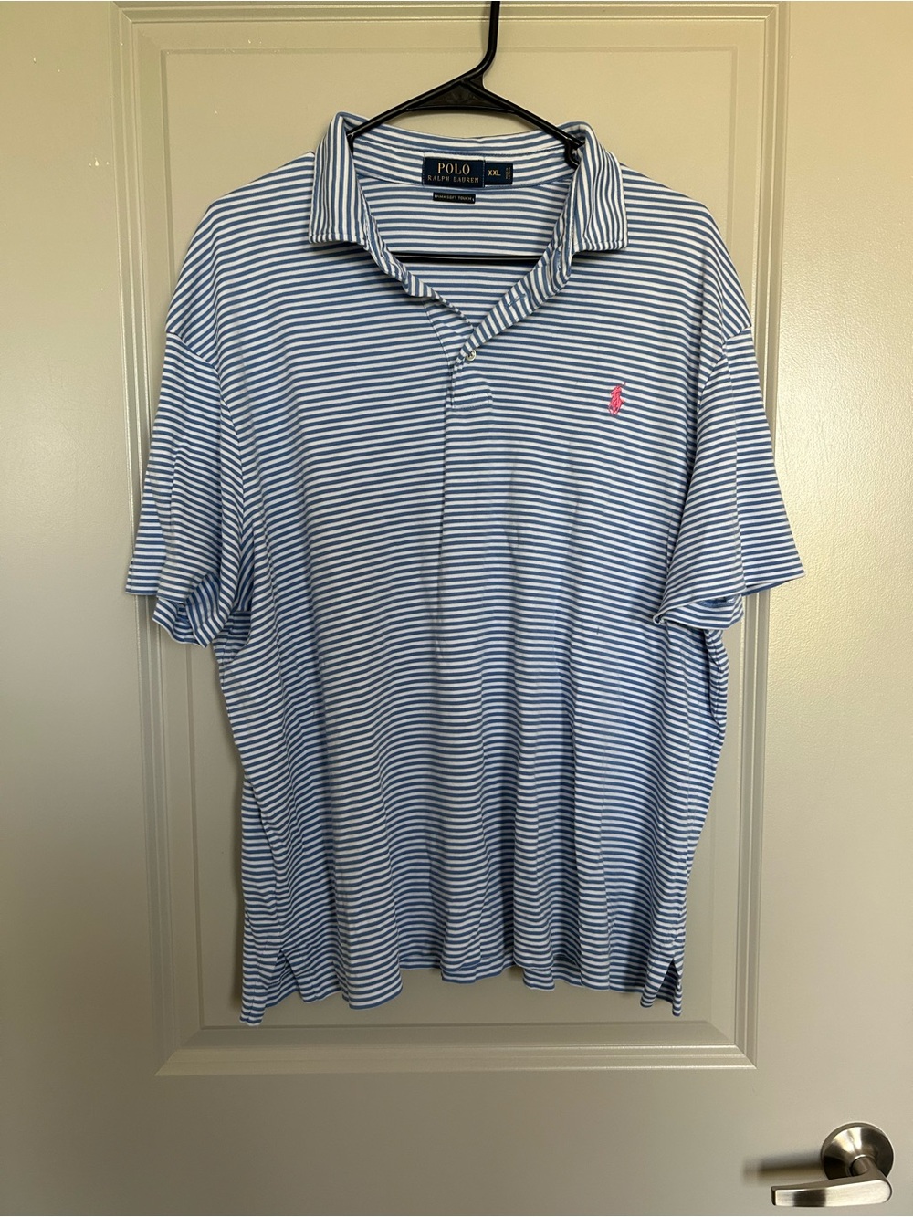 Polo Ralph Lauren Men’s Blue & White Striped Pima Soft Touch Polo